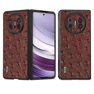 For Huawei Mate X5 ABEEL Genuine Leather Ostrich Texture Phone Case(Coffee)