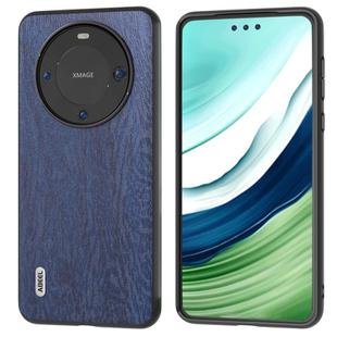 For Huawei Mate 60 ABEEL Wood Texture PU Phone Case(Blue)