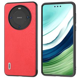 For Huawei Mate 60 ABEEL Wood Texture PU Phone Case(Red)