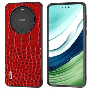 For Huawei Mate 60 ABEEL Genuine Leather Crocodile Pattern Black Edge Phone Case(Red)