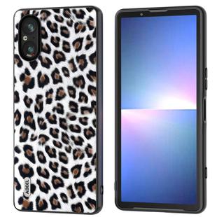 For Sony Xperia 5 V ABEEL Black Edge Leopard Phone Case(Silver Leopard)