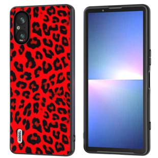 For Sony Xperia 5 V ABEEL Black Edge Leopard Phone Case(Red Leopard)