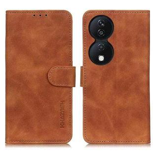 For Honor X7b KHAZNEH Retro Texture Flip Leather Phone Case(Brown)