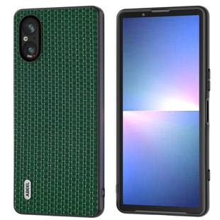 For Sony Xperia 5 V ABEEL Genuine Leather Luxury Black Edge Phone Case(Night Green)