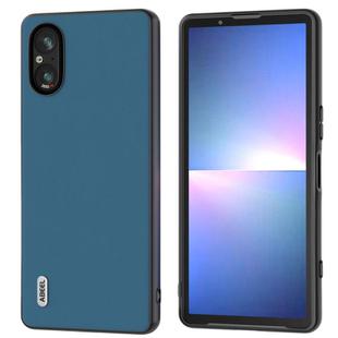 For Sony Xperia 5 V ABEEL Genuine Leather Silky Soft Black Edge Phone Case(Blue)