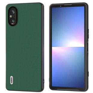 For Sony Xperia 5 V ABEEL Genuine Leather Silky Soft Black Edge Phone Case(Green)