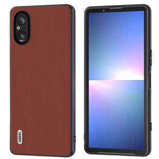 For Sony Xperia 5 V ABEEL Genuine Leather Silky Soft Black Edge Phone Case(Coffee)