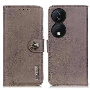 For Honor X7b KHAZNEH Cowhide Texture Horizontal Flip Leather Phone Case(Khaki)