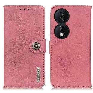 For Honor X7b KHAZNEH Cowhide Texture Horizontal Flip Leather Phone Case(Pink)