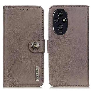 For Honor 200 KHAZNEH Cowhide Texture Horizontal Flip Leather Phone Case(Khaki)