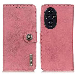 For Honor 200 KHAZNEH Cowhide Texture Horizontal Flip Leather Phone Case(Pink)