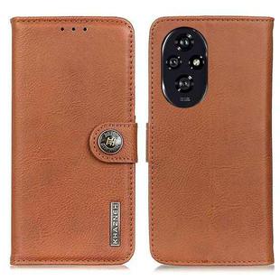 For Honor 200 Pro KHAZNEH Cowhide Texture Horizontal Flip Leather Phone Case(Brown)