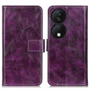 For Honor X7b Retro Crazy Horse Texture Flip Leather Phone Case(Purple)