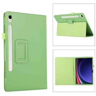 For Samsung Galaxy Tab S9 Litchi Texture Leather Tablet Case with Holder(Green)