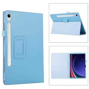 For Samsung Galaxy Tab S9 Litchi Texture Leather Tablet Case with Holder(Sky Blue)