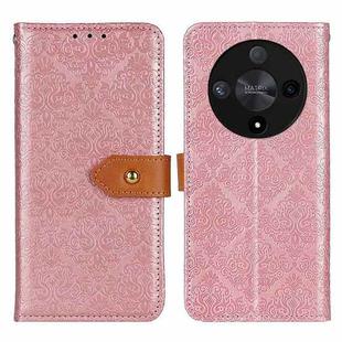 For Honor X9b European Floral Embossed Leather Phone Case(Pink)