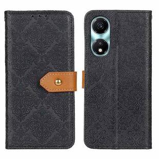 For Honor X5 Plus European Floral Embossed Leather Phone Case(Black)