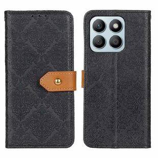 For Honor X8b European Floral Embossed Leather Phone Case(Black)