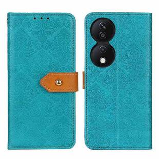 For Honor X7b European Floral Embossed Leather Phone Case(Blue)