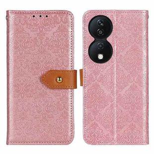For Honor X7b European Floral Embossed Leather Phone Case(Pink)