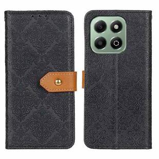 For Honor X6b European Floral Embossed Leather Phone Case(Black)