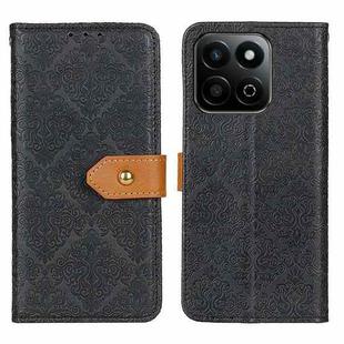 For Honor 200 Smart / Play 60 Plus European Floral Embossed Leather Phone Case(Black)