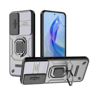 For Honor 90 Lite 5G Sliding Camshield TPU + PC Shockproof Phone Case with Holder(Grey)