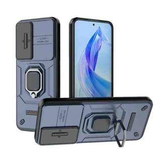 For Honor 90 Lite 5G Sliding Camshield TPU + PC Shockproof Phone Case with Holder(Blue)