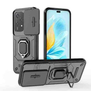 For Honor 200 Lite Global Sliding Camshield TPU + PC Shockproof Phone Case with Holder(Black)