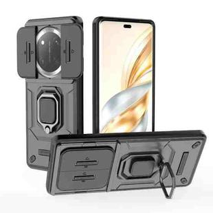 For Honor X60 Pro 5G Sliding Camshield TPU + PC Shockproof Phone Case with Holder(Black)