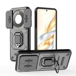 For Honor X60 5G Sliding Camshield TPU + PC Shockproof Phone Case with Holder(Black)