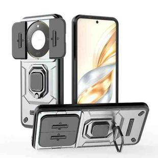 For Honor X60 5G Sliding Camshield TPU + PC Shockproof Phone Case with Holder(Grey)