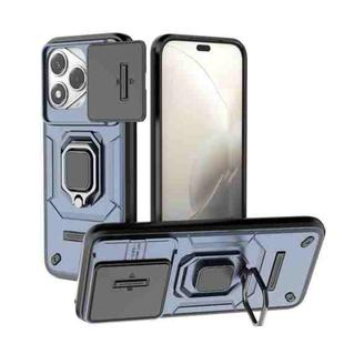 For Honor 400 Lite 5G Global Sliding Camshield TPU + PC Shockproof Phone Case with Holder(Blue)