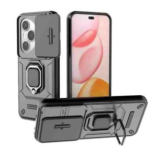 For Honor 400 Pro 5G Global 160.8mm Sliding Camshield TPU + PC Shockproof Phone Case with Holder(Black)
