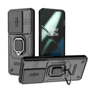 For OnePlus 11 5G Sliding Camshield TPU + PC Shockproof Phone Case with Holder(Black)