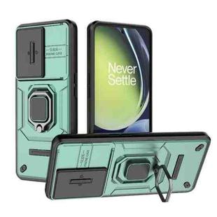 For OnePlus Nord CE 3 Lite 5G Sliding Camshield TPU + PC Shockproof Phone Case with Holder(Green)
