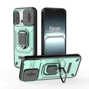 For OnePlus 13T 5G Sliding Camshield TPU + PC Shockproof Phone Case with Holder(Green)