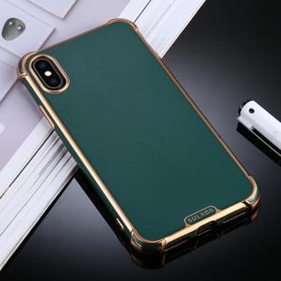 For iPhone XS Max SULADA Colorful Shield Series TPU + Plating Edge Protective Case(Dark Green)