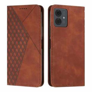 For Motorola Moto G14 Diamond Splicing Skin Feel Magnetic Leather Phone Case(Brown)