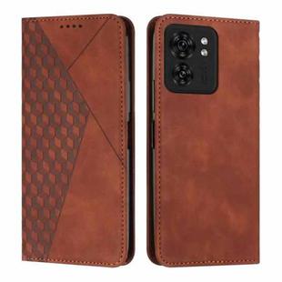 For Motorola Edge 40 Diamond Splicing Skin Feel Magnetic Leather Phone Case(Brown)