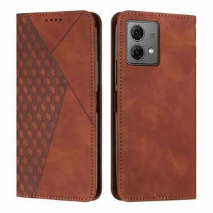 For Motorola Edge 40 Neo Diamond Splicing Skin Feel Magnetic Leather Phone Case(Brown)