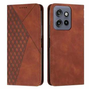 For Motorola Edge 50 Neo Diamond Splicing Skin Feel Magnetic Leather Phone Case(Brown)