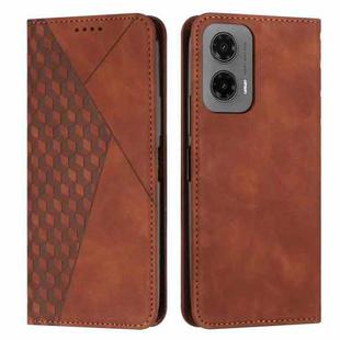 For Motorola Moto G35 Diamond Splicing Skin Feel Magnetic Leather Phone Case(Brown)