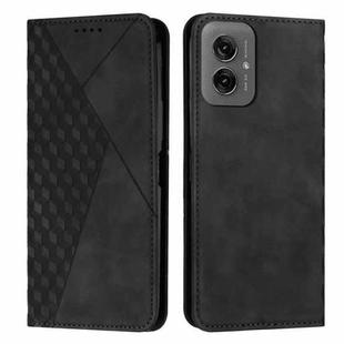 For Motorola Moto G55 Diamond Splicing Skin Feel Magnetic Leather Phone Case(Black)