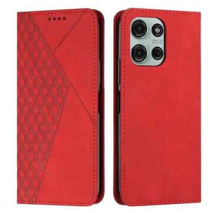 For Motorola Moto G75 Diamond Splicing Skin Feel Magnetic Leather Phone Case(Red)