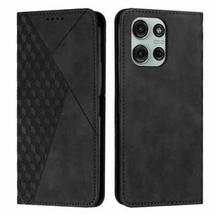 For Motorola Moto G75 Diamond Splicing Skin Feel Magnetic Leather Phone Case(Black)