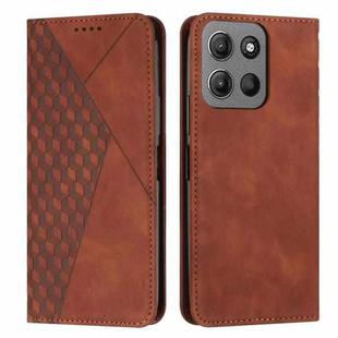 For Motorola Moto G15 Diamond Splicing Skin Feel Magnetic Leather Phone Case(Brown)