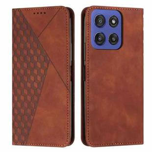 For Motorola Edge 60 Fusion Diamond Splicing Skin Feel Magnetic Leather Phone Case(Brown)
