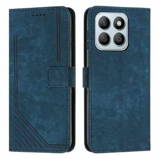 For Honor X8b Skin Feel Stripe Pattern Leather Phone Case with Lanyard(Blue)