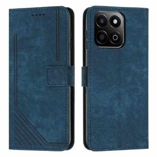 For Honor X7c 4G / 200 Smart Skin Feel Stripe Pattern Leather Phone Case with Lanyard(Blue)